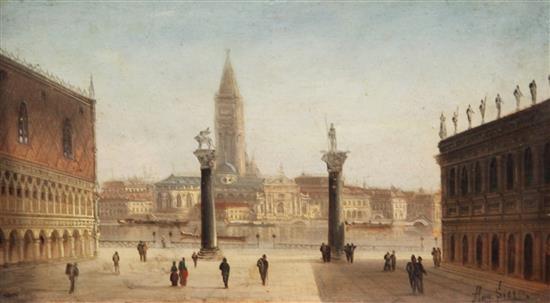 August Von Siegen (1820-1883) St Marks Square and The Doges Palace, Venice, 7.5 x 12.5in.